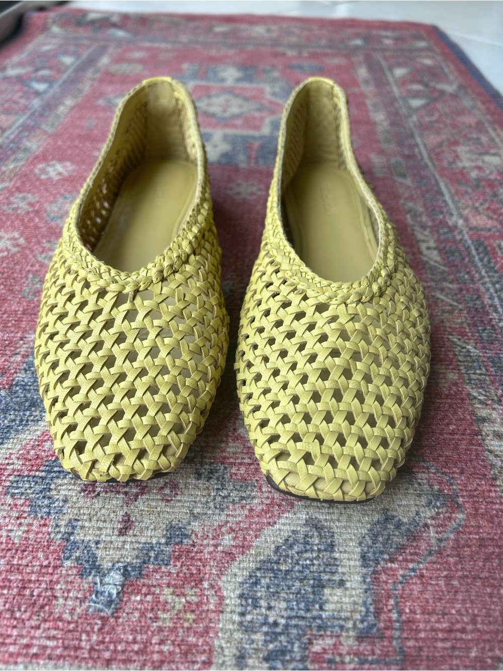 Madewell The Mylie Woven Ballet Flats Yellow Leather Sz (Runs Large) - Picture 4 of 10